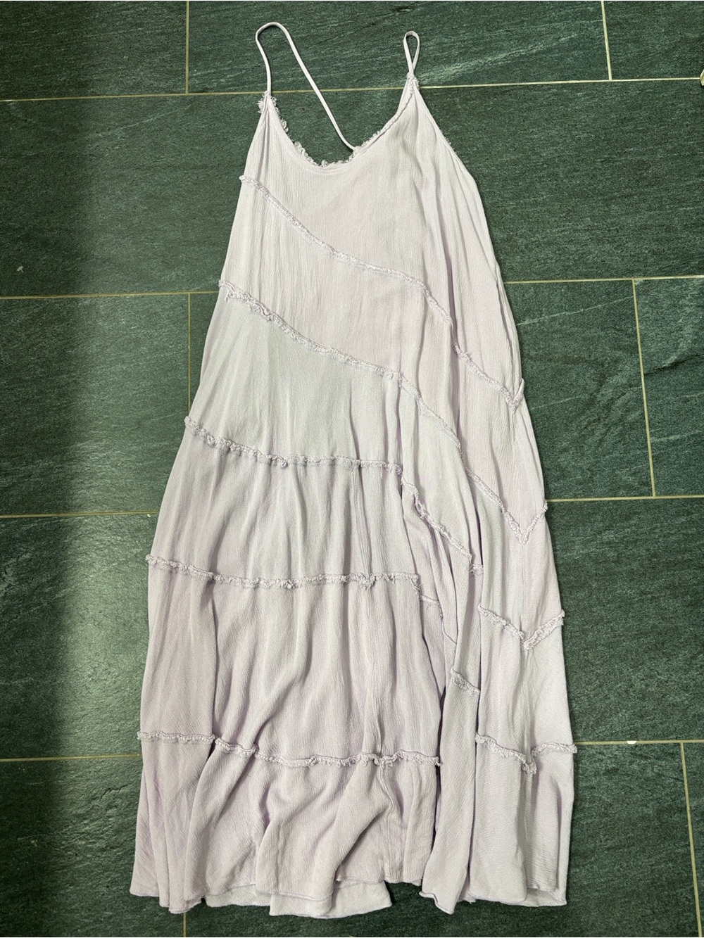Light Lavender Spaghetti-Strap boho midi dress